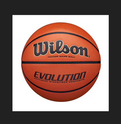 Wilson 29.5 Inch Evolution Basketball: Composite Leather, Indoor/Outdoor Use (New)