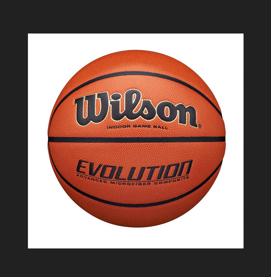 Wilson 29.5 Inch Evolution Basketball: Composite Leather, Indoor/Outdoor Use (New)
