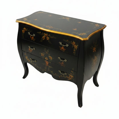 Chinoiserie-style Black Bomb Chest