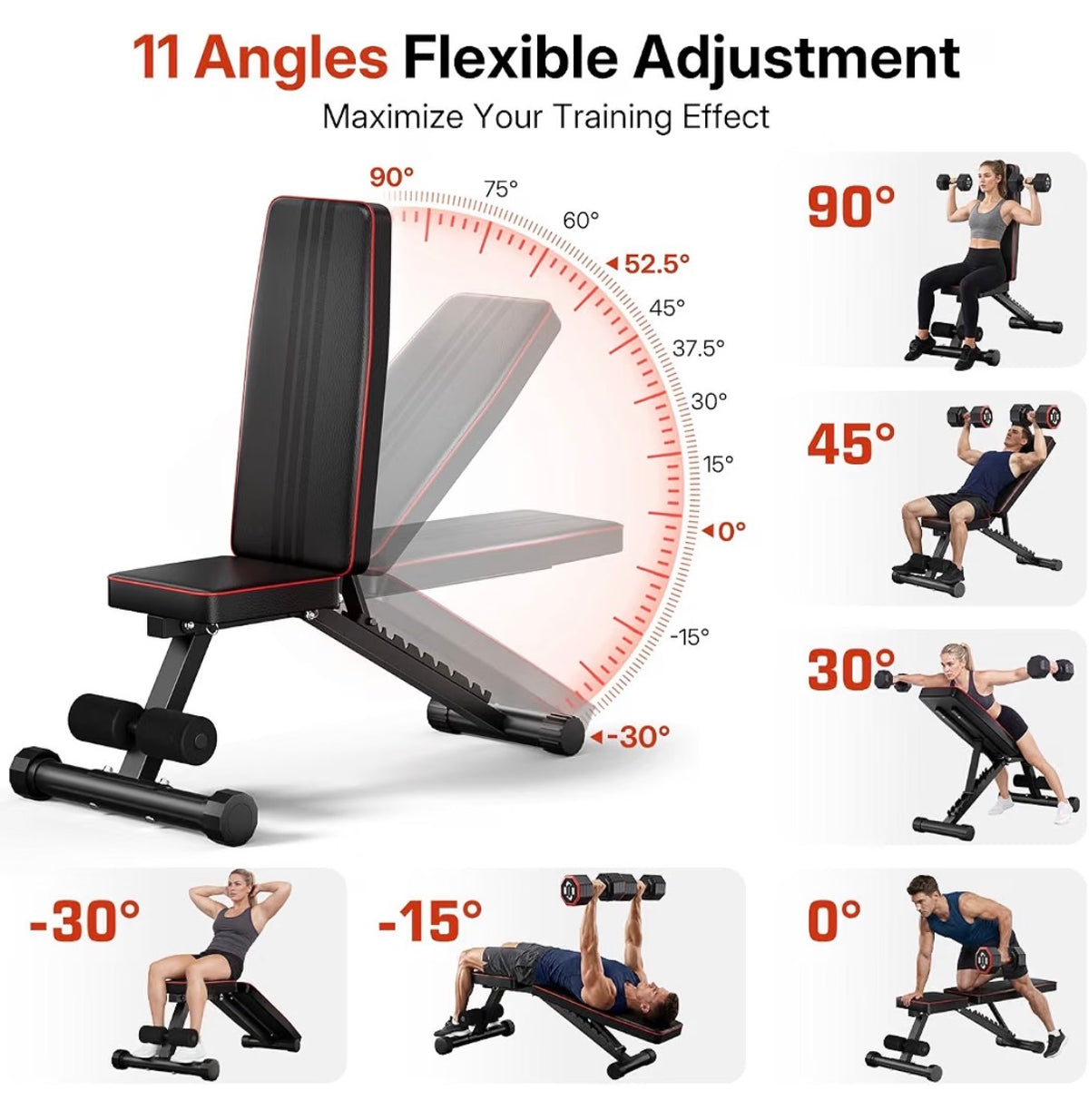 Adjustable Weight Bench for Bench Press, Heavy Duty Stable Workout Bench Foldable Weight Bench for Home, Gym, Incline/Decline 90 Degree Bench Exercise Bench (New in Box)