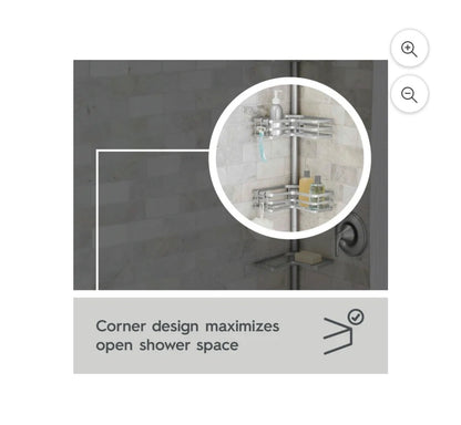 Better Homes & Gardens Adjustable Rust-Resistant Satin Nickel Tension Pole Shower Caddy 3 Tier, 5-9ft.