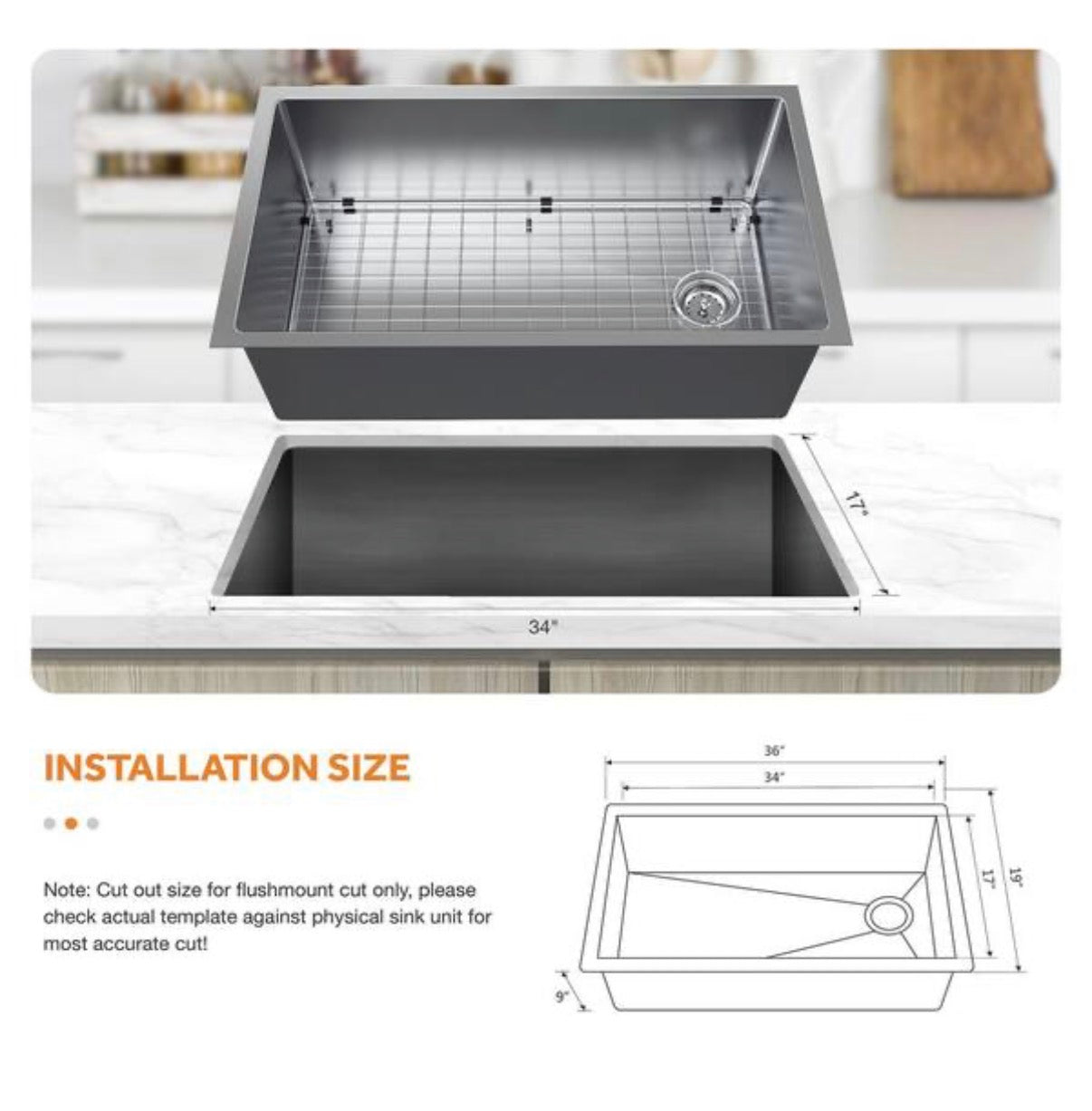 Glacier Bay Tight Radius 36 inch Undermount Single Bowl 18 Gauge Stainless Steel Kitchen Sink with Spring Neck Faucet