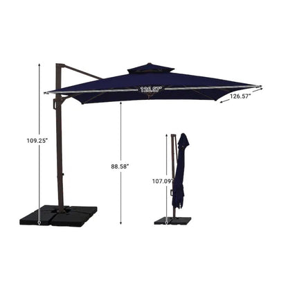 11 Ft. Aluminum Crank Cantilever patio Umbrella with Base (Navy) (New)