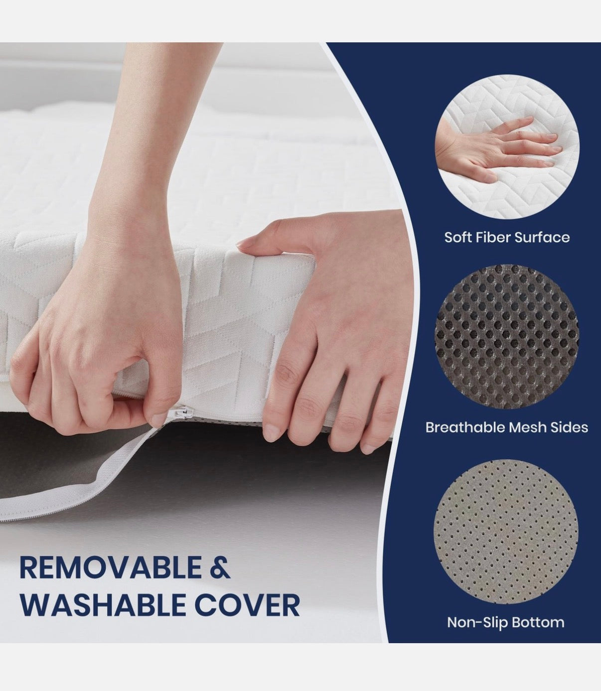 Hanherry 4 Inch Foldable Mattress Tri-Folding Portable Memory Foam Queen Size (New in Box)