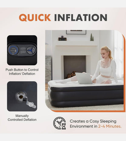 Queen Size Air Mattress 22 inch Inflatable Blow Up Mattress Airbed with Built-In Pump (New in Box)