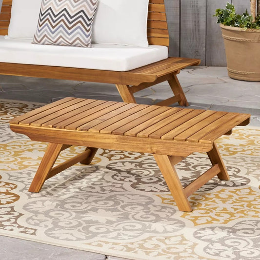 Acacia Wood Slat Panel Coffee Table