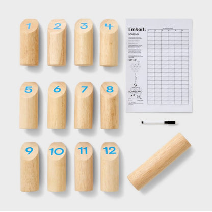 Molki Rubberwood Numbered Peg Game Target toss- Embark - Fun Outdoor Game For Kids 6+