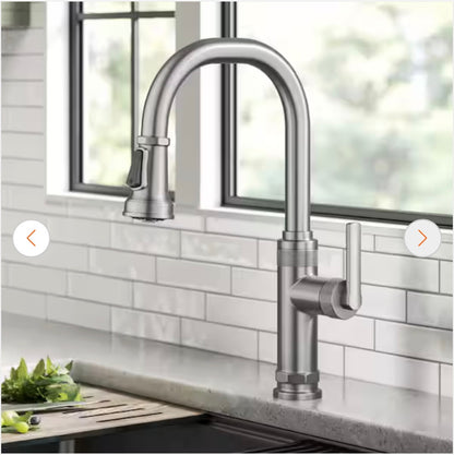 Kraus Allyn Industrial Pull Down Single Handle Kitchen Faucet in Spot Free Stainless Steel