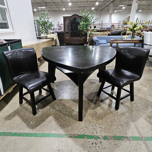 Beca Solid Wood Base Dining Table with Two Swivel Chairs