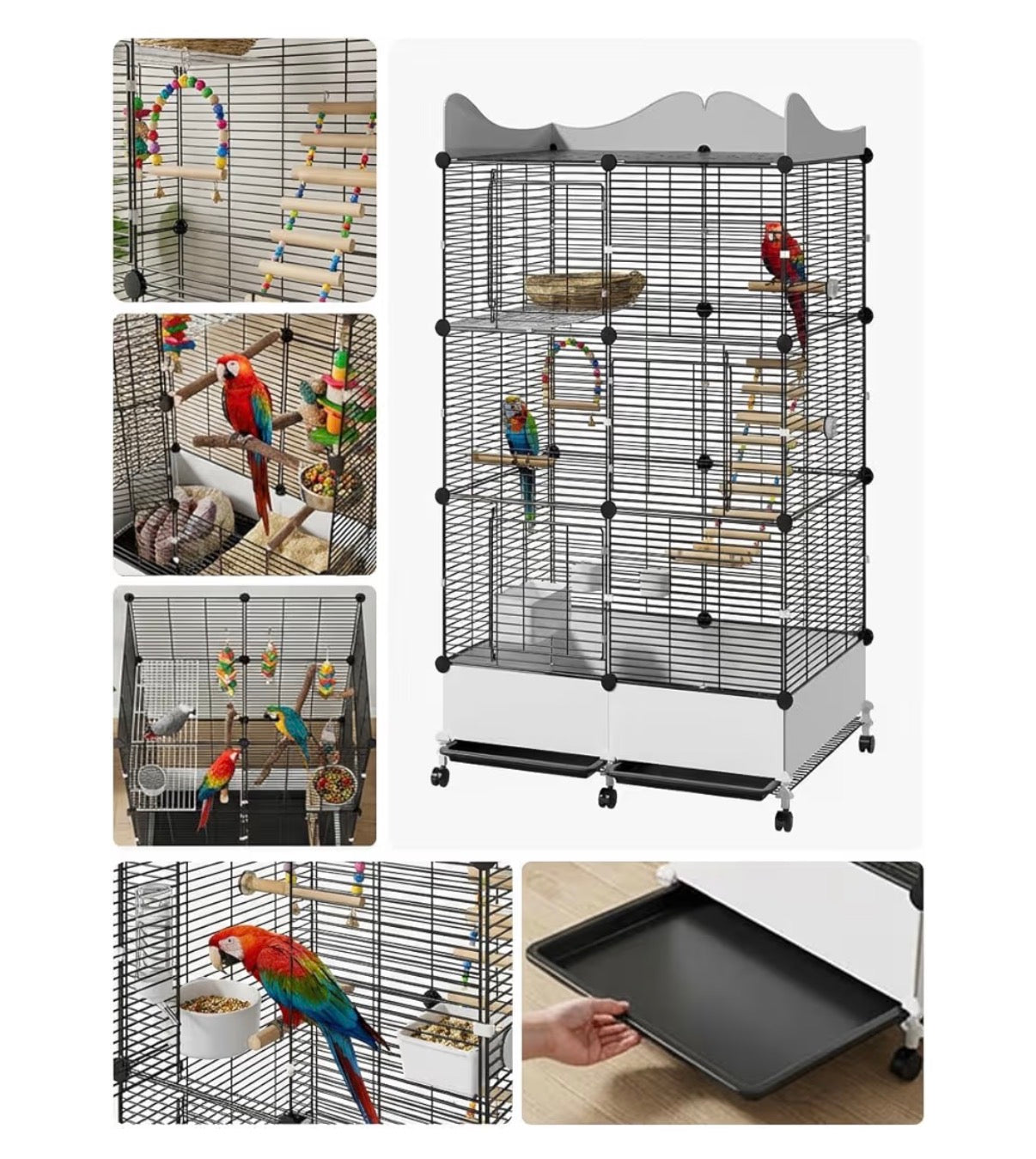 Encrypted Bird Cage Large Bird Cages 57 Inch Top Storage Space, Bottom Splash Guard with Essential Bird Supplies Durable & Spacious (New In Box)