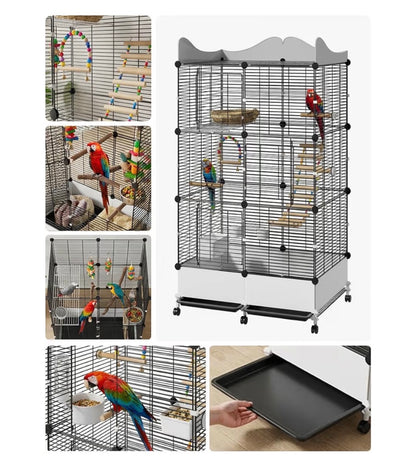 Encrypted Bird Cage Large Bird Cages 57 Inch Top Storage Space, Bottom Splash Guard with Essential Bird Supplies Durable & Spacious (New In Box)