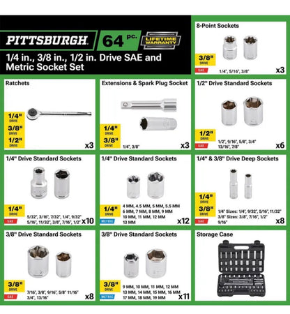 Pittsburgh 64 Piece Socket Set