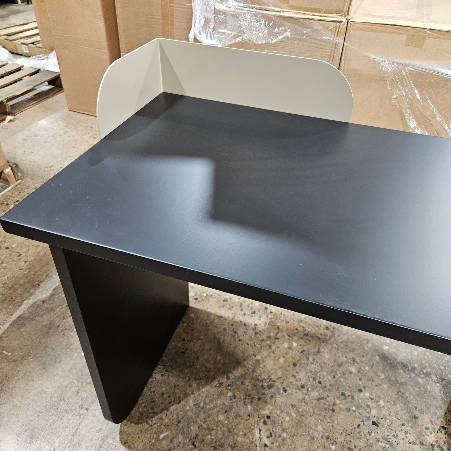 Modern Black Desk with Metal Base