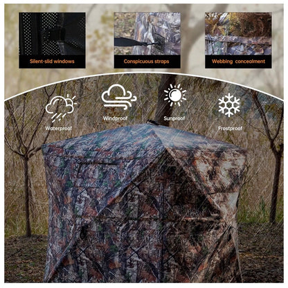 360/270 Degree See Through Hunting Blind, Pop Up Ground Blind 2-3 Person Hunting Blind for Hunting Deer and Turkey, with Diamond Shaped Door, Mud Flap and Portable Carry Bag (New in Box)
