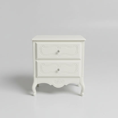 White Vintage-Style Two-Drawer Nightstand