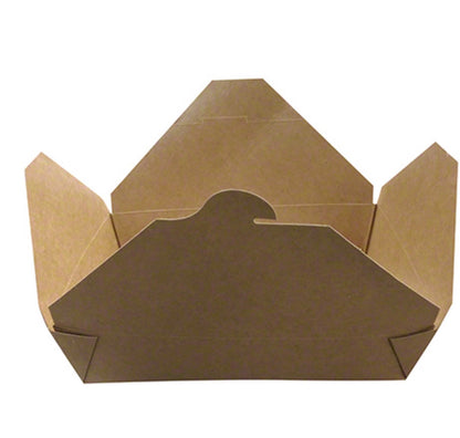 Kari-Out Eco- Box Size #3 Paper Food Container Kraft - Poly Coated inside 7.8 inch X 5.5 inch X 2.5 inch -200/case