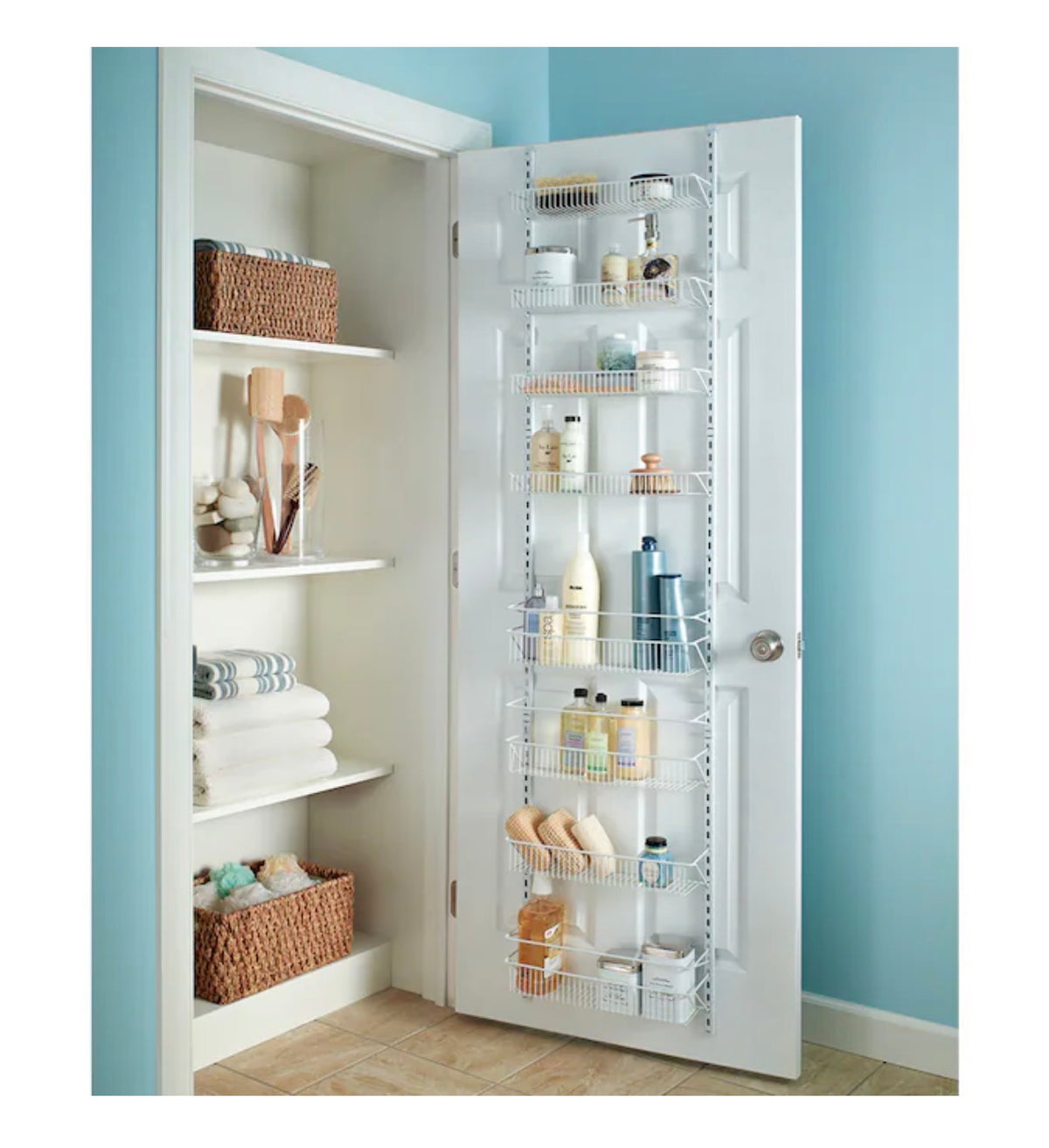 Closet Maid 18 Inch W X 77 Inch H X 5.2 Inch D 8 Tier White Metal Door Organizer (New in Box)