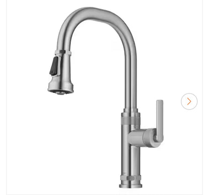 Kraus Allyn Industrial Pull Down Single Handle Kitchen Faucet in Spot Free Stainless Steel