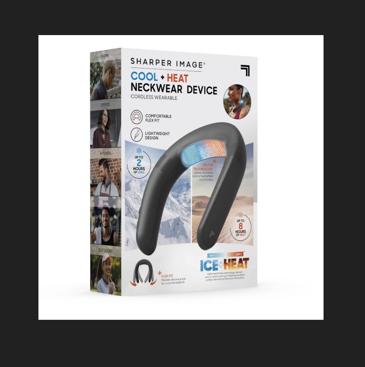 Sharper Image Cordless Cool and Heat Neckwear Device (Black) (New in Box)