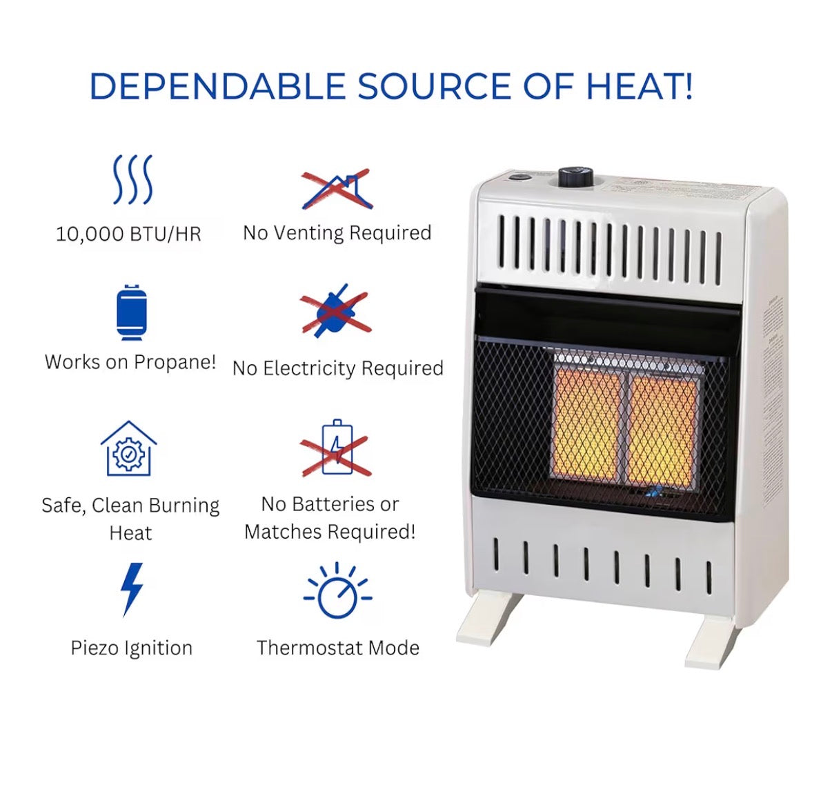 ProCom Heating Liquid Propane Ventless Infrared Plaque Heater with Base Feet