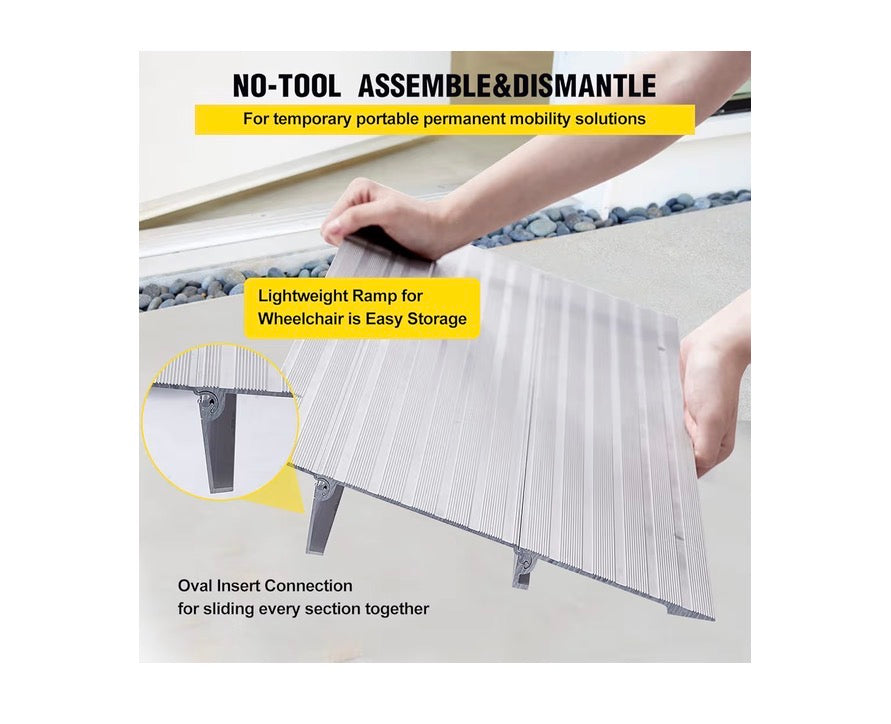 Door Threshold Ramp 2 Inch Rise Door Ramp Aluminum Entry Ramp or Doorway Rated 800 Ibs Load Compacity for Wheelchair, Scooters, Powerchair, or Walkers