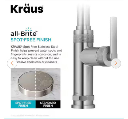 Kraus Allyn Industrial Pull Down Single Handle Kitchen Faucet in Spot Free Stainless Steel