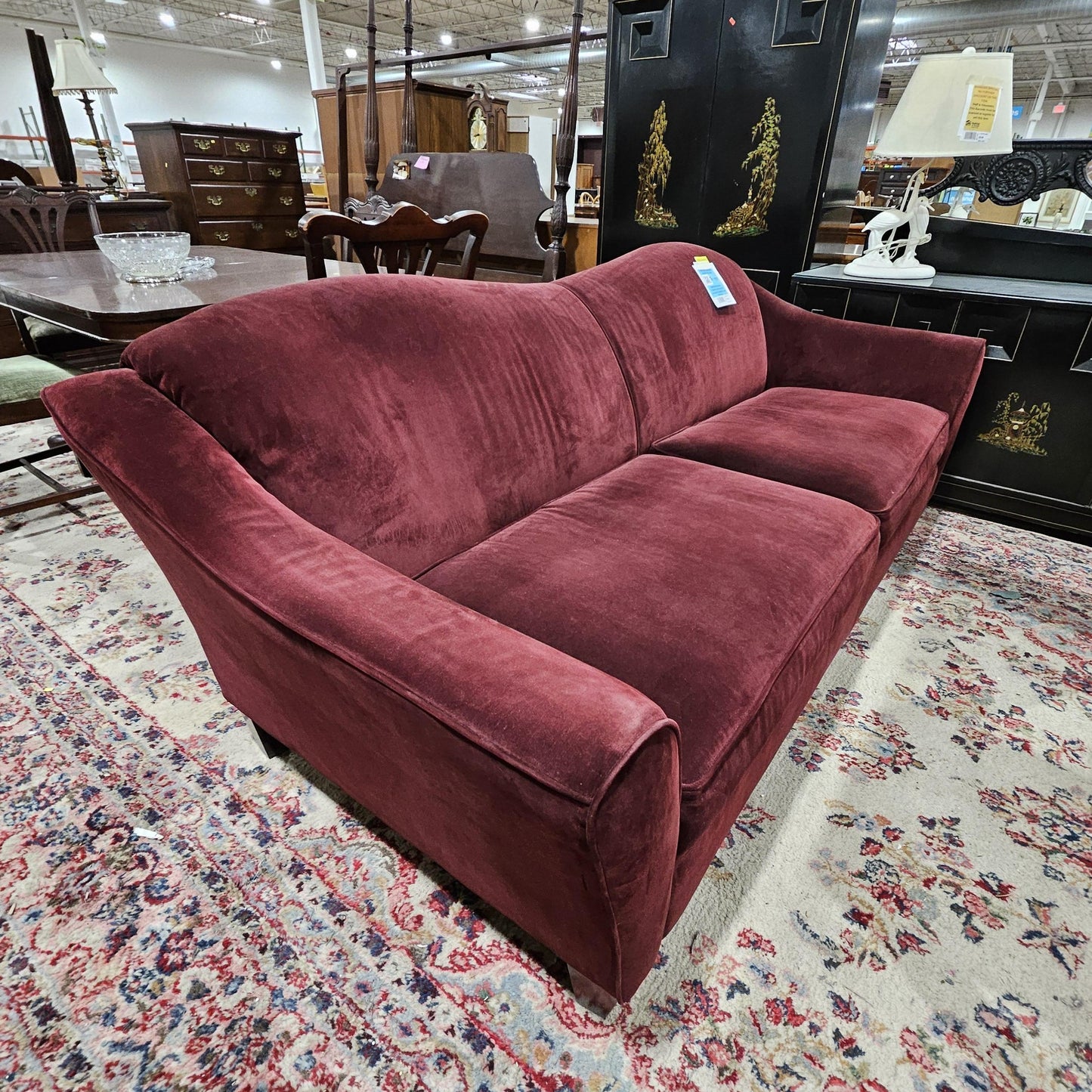 Maroon Suede Sofa