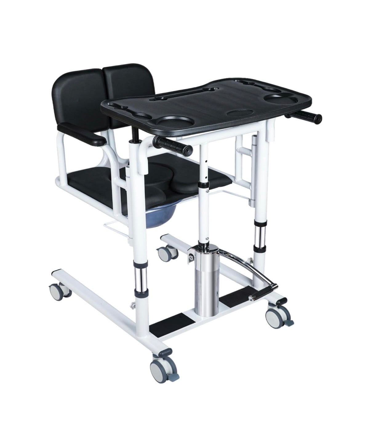 Drexo Patient lift Transfer Chair, 5 in 1 Patient Lift Chair with 180 Degree Split Seat, Height Adjustable Patient Transer Chair with 4 Casters for Home, Seniors, Elderly Load 450 lbs (Non-Fold)