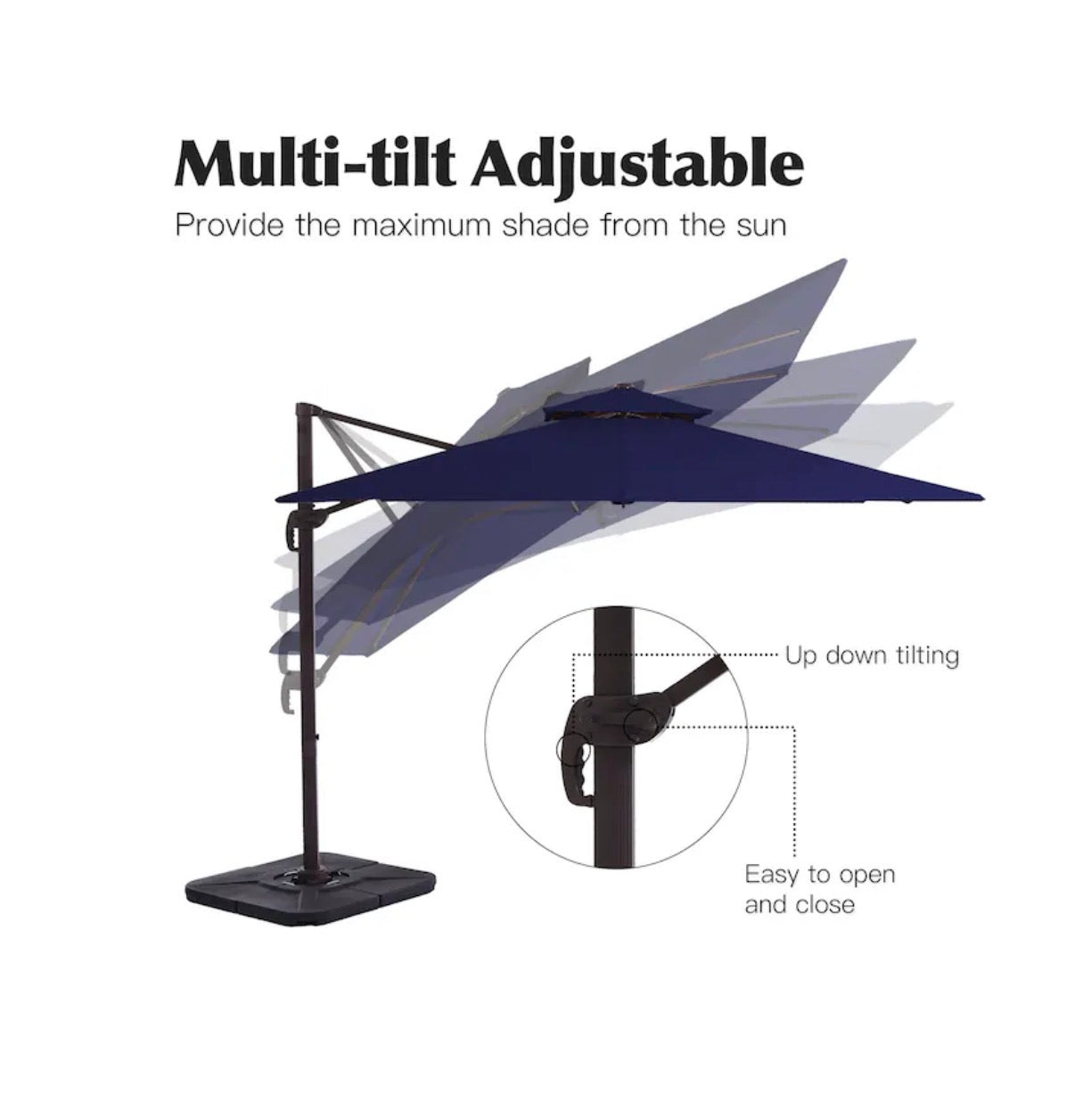 11 Ft. Aluminum Crank Cantilever patio Umbrella with Base (Navy) (New)