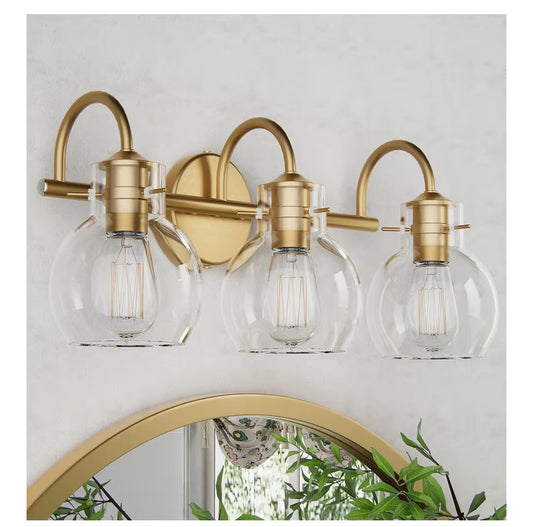 Gold Vanity Light - 3 light Bathroom Fixture