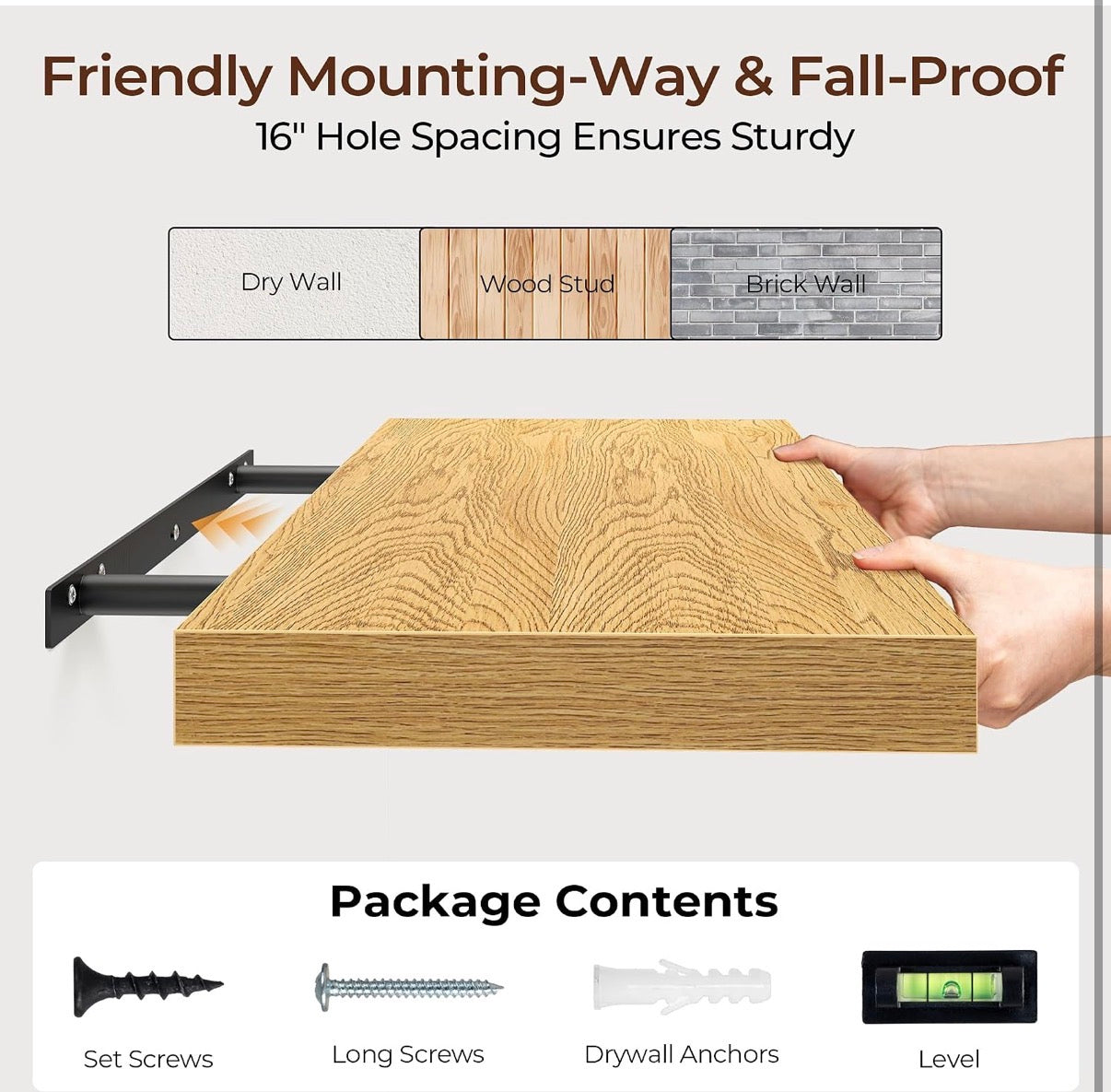 Oak Floating Shelves for Wall - Set of (3) 24 inch