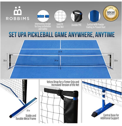 Pickleball Set with Net 4 USA Pickleball Approved Carbon Fiber Paddles, Portable Regulation size Net System, 8 Outdoor Balls, Duffle Bag & Carry Bag (New in Box)