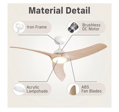 Ceiling Fan with Lights, 42 Inch Low Profile Ceiling Fan with Light and Remote Control, Flush Mount, 3CCT, Dimmable, quiet Reversible Motor, Modern Ceiling Fan for Bedroom Indoor/Outdoor Use (Wood) (New in Box)