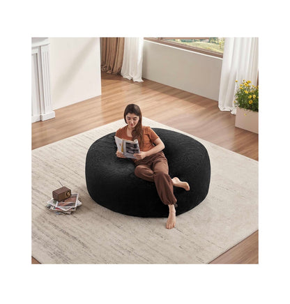 Big Bean bag Chair 4Ft. Memory Foam for Adults, Giant Lounge memory Foam Filler, Removable Washable Flannel Cover, Bean Bag Lounge Seat for Bedroom Living Room Adults/Kids (New in Box) (Black)