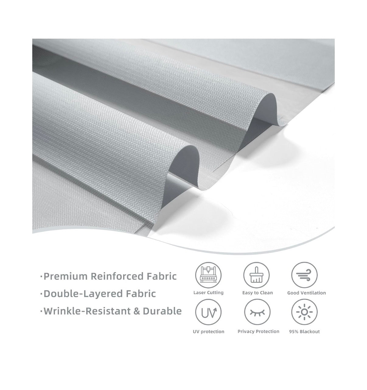 33 Inch Width X 72 Inch Height Dual Layer, Light Control for Day and Night, Free-Stop, Pull Down Blinds for Indoor Windows & Home (Light Gray) (New in Box)