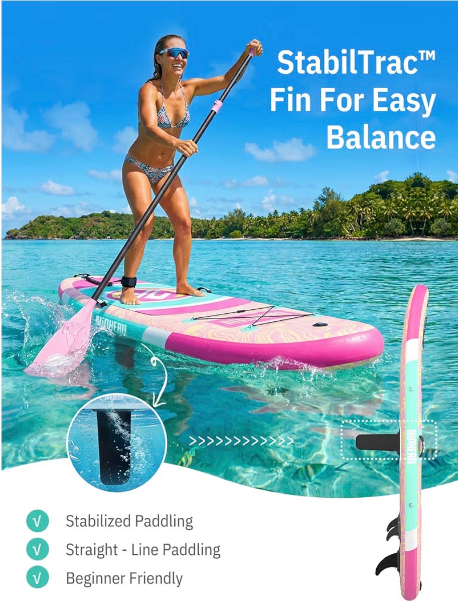 Niphean Extra Wide Paddle Board with StabilTrac Fin, Stable Inflatable Paddle Board with SUP Accessories