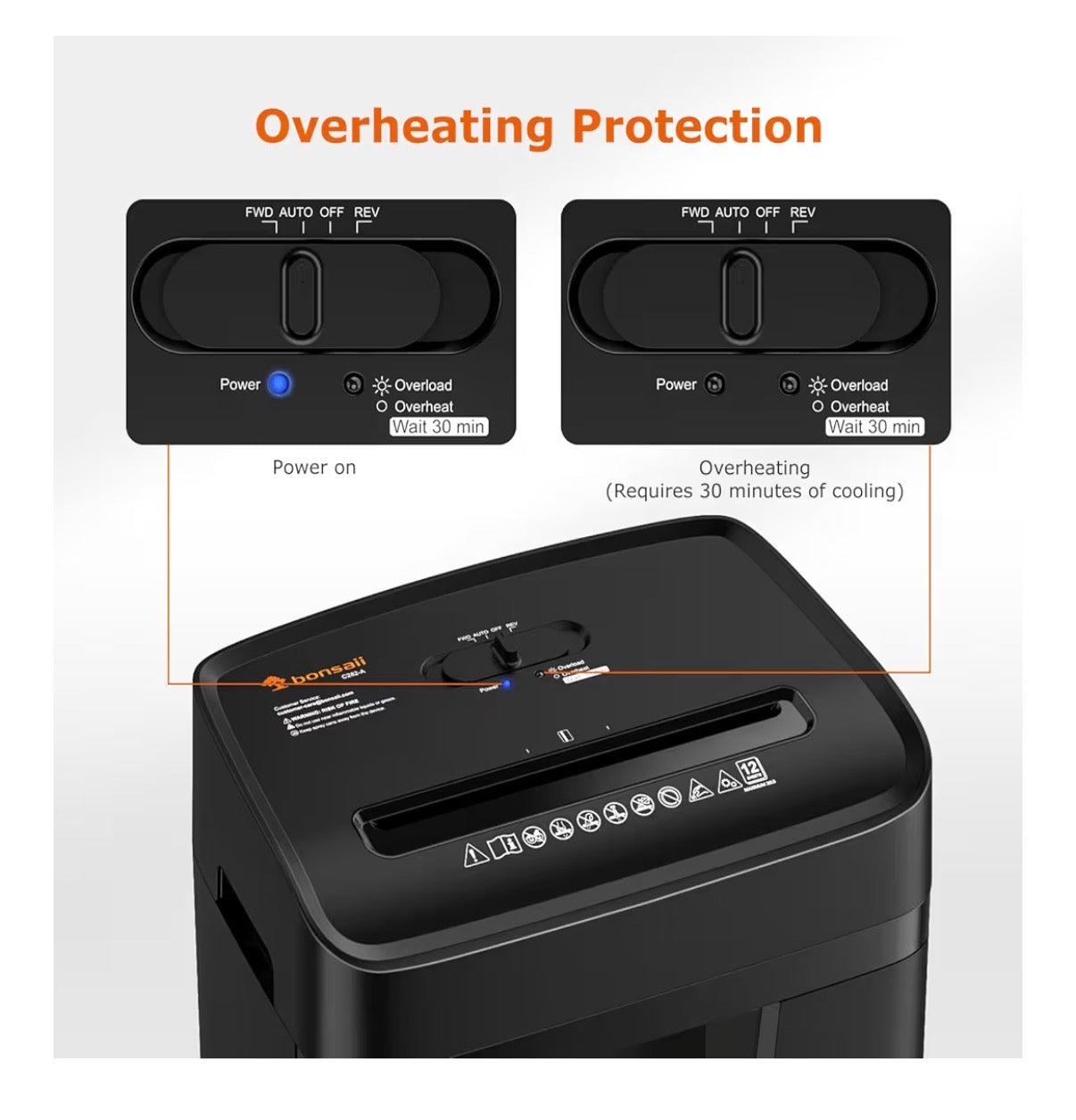 Bonsaii 12 Sheet Paper Shredder for Home Office, Heavy Duty Cross Cut Shredder with 5.5 Gal Pullout Bin