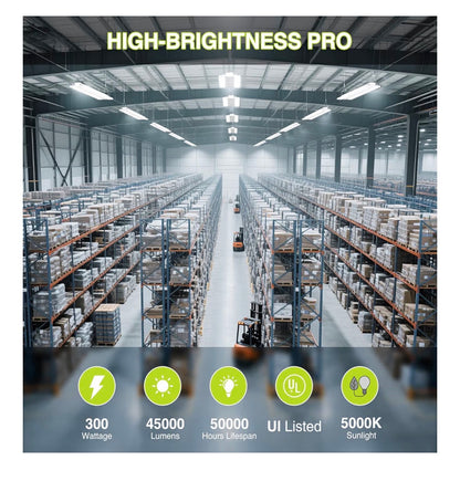 300W LED Linear High Bay Shop Light with Motion Sensor, Large Central Lighting Area, 45000LM, 120-277V, 0-10V, 5000K, Commercial Linear high Bay LED Shop Lights for Warehouse Industrial Garage (New in Box)