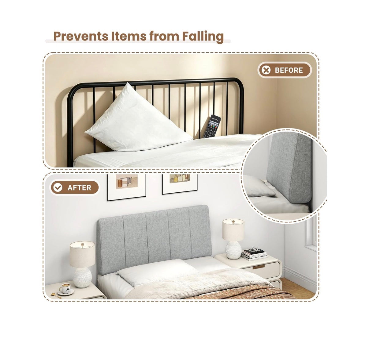 Twin Size Headboard, Upholstered Headboard Twin Size Linen Fabric Modern Style Headboards Extra Thick (Light Gray) (New in Box)