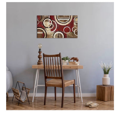 Saypeacher Burgundy Wall Art Red and Tan Pictures Large Abstract Wall Art for Living Room 20 X 36 Inches