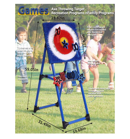 Axe Throwing Bristle Target with 8 Throwing Axes Set, Axe Throwing Game for Indoor & Outdoor Yard Games
