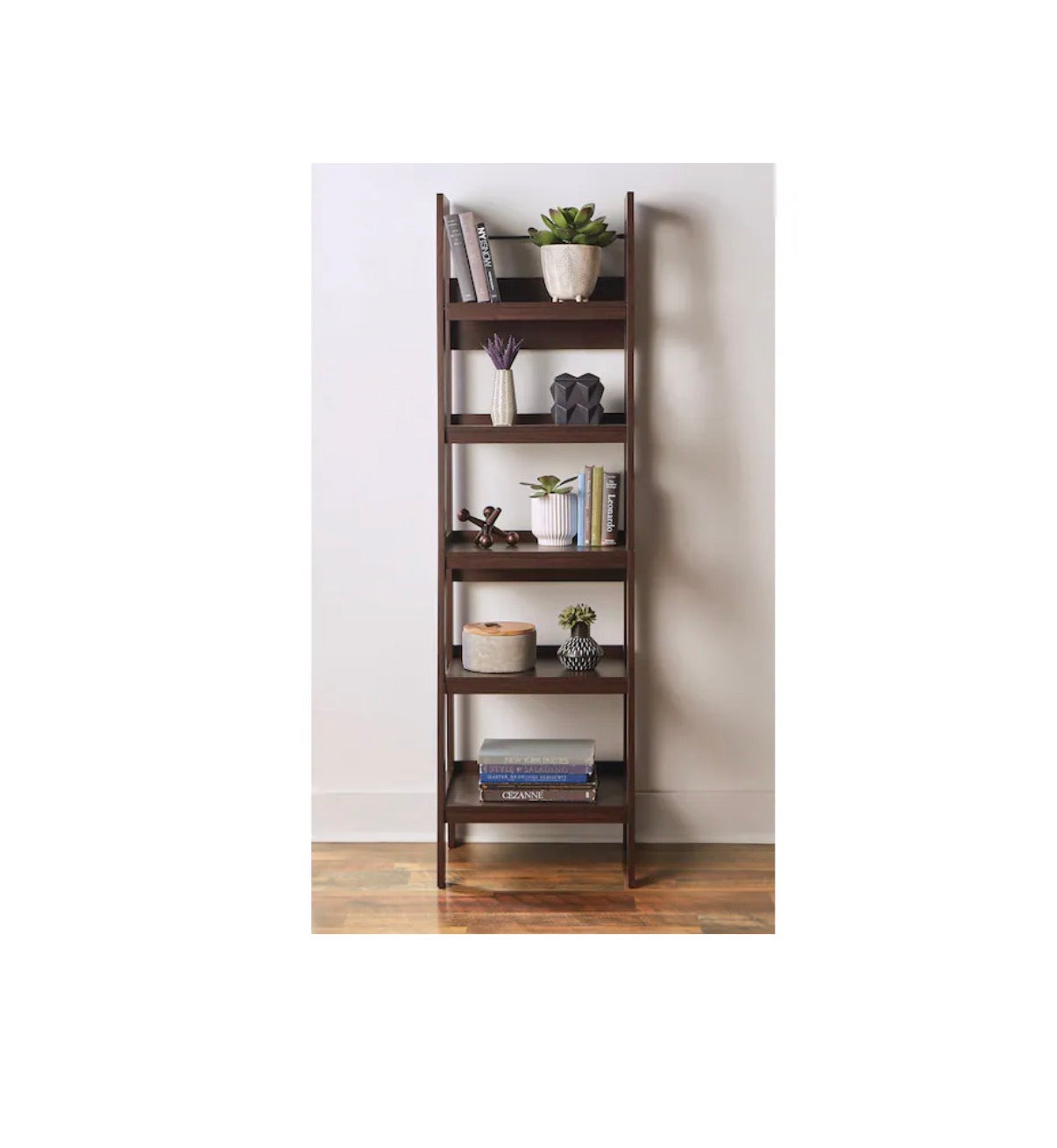 Composite Ladder Bookcase 20.5 Inch Width X 72 Inch Height X 18 Inch Depth (Dark Walnut) (New in Box)