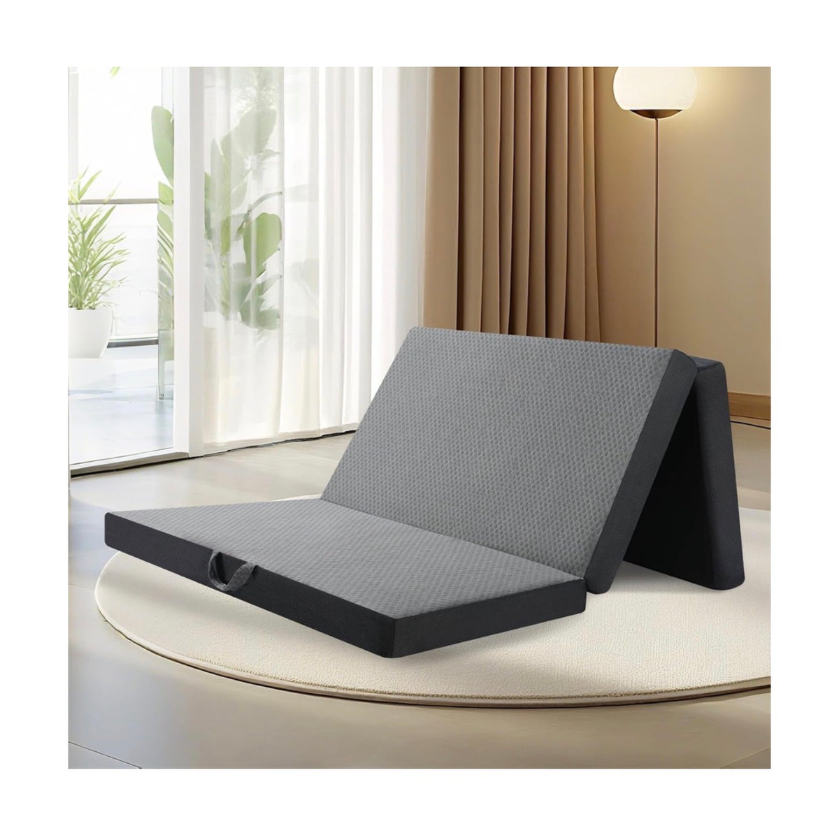 Tri Folding Mattress Full Size 73 Inch X 52 Inch X 4 Inch Memory Foam Tri-Fold Handle & Non-Slip Bottom, Portable Foldable Sofa Bed Floor Chair for Travel, RV Camping, Guest, Yoga 4 Inch Mat (New in Box)