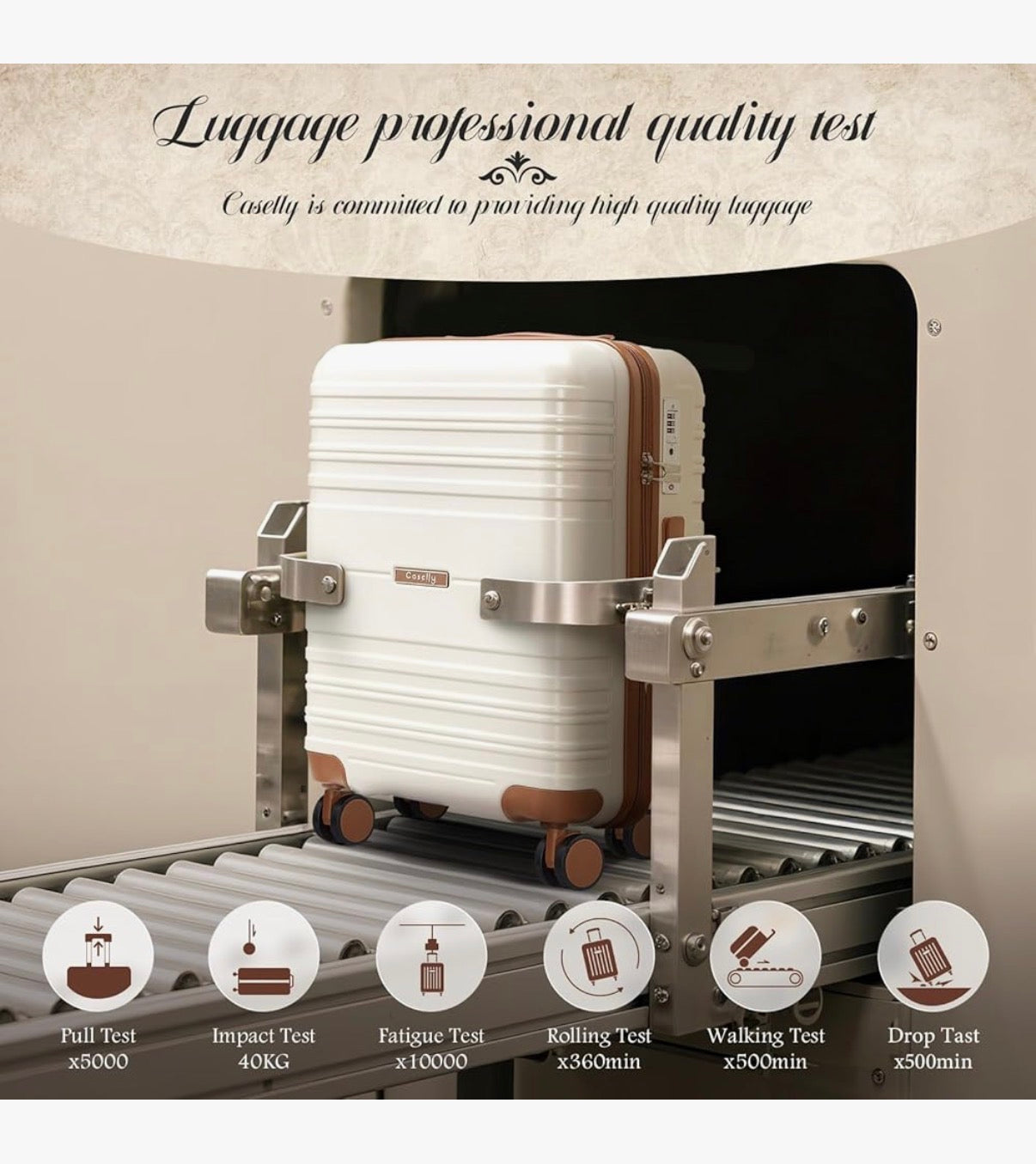 Luggage Sets with Spinner Wheels, PC + ABS Hard Shell Travel Luggage, Lightweight Carry-On Suitcases with TSA Lock, YKK Zippers (Beige) (New in Box)