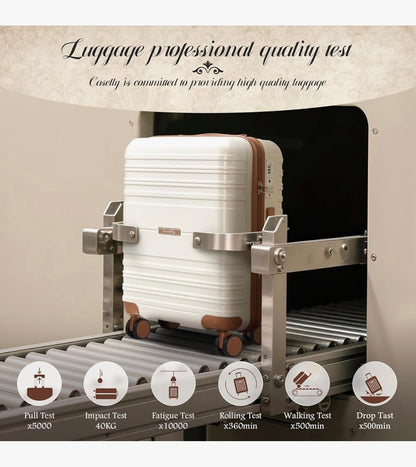 Luggage Sets with Spinner Wheels, PC + ABS Hard Shell Travel Luggage, Lightweight Carry-On Suitcases with TSA Lock, YKK Zippers (Beige) (New in Box)
