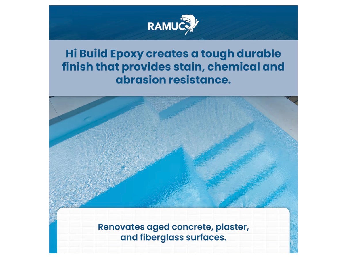 RAMUC Hi-Build Epoxy Pool Paint Satin Finish-2 Gallon Kit (Two-Part Epoxy Coating) High-Build, Durable Protection for Concrete & Plaster Pools Long Lasting (Parts A + B) (Dawn Blue)