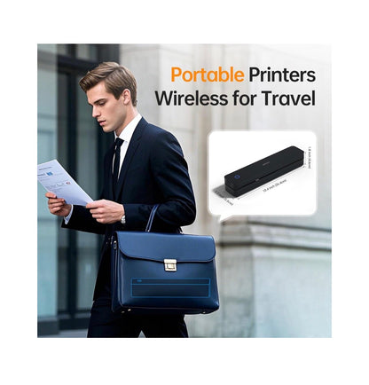 HRRT Portable Printer Wireless for Travel, Bluetooth Inkless Thermal Printer Support for 8.5 Inch X 11 Inch US Letter, Compatable with IOS and Android, Laptop for Office and Home (Black) (New in Box)