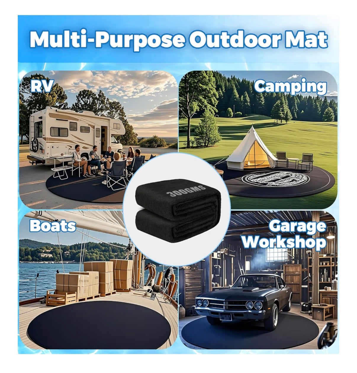 21 Foot Rounf Pool Liner Pad for Above Ground Pools, 300GSM Heavy Duty Thickened Pool Pad with Grommets & Stakes, Anti-Shift Underlay Mat, Puncture & Weed Proof Pool Ground Mat