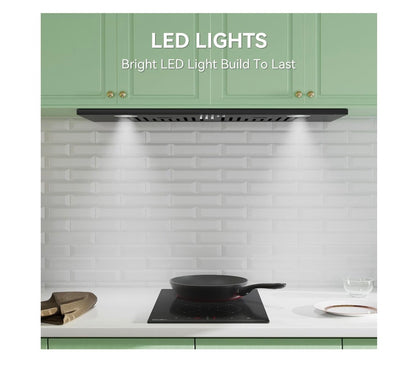 30 Inch Built in Range Hood Convertible with 600 CRM Suction (Black) (New in Box)