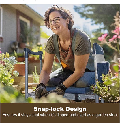 Foldable Kneeler Seat Heavy Duty (Detachable Cloud Kneeler Pad) Garden Stool 2 Large Tool Bags Portable Bench for Indoor/Outdoor (Brown) (New in Box)